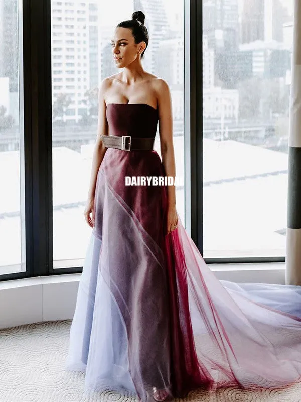 Honest A-line Tulle Simple Long Prom Dress, FC5300
