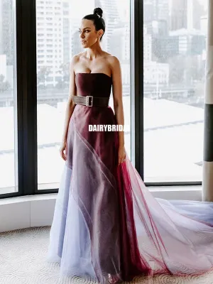 Honest A-line Tulle Simple Long Prom Dress, FC5300