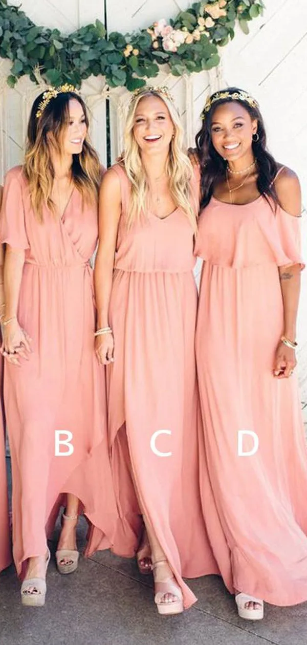Hot Selling Floor-length V-neck Simple Long Cheap Bridesmaid dresses, BD0033