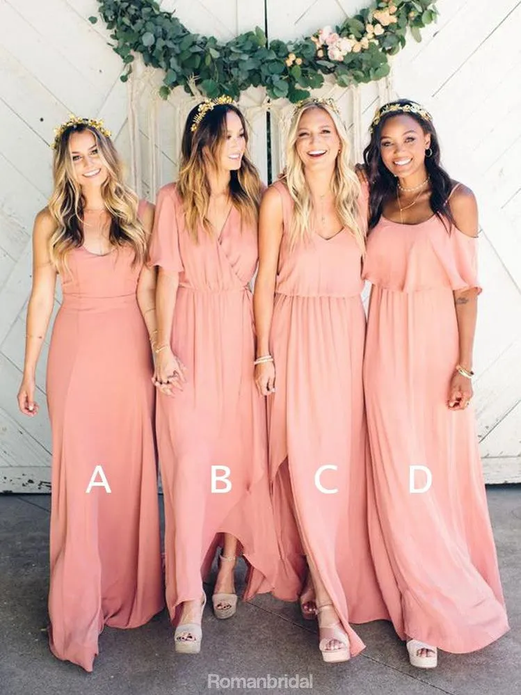 Hot Selling Floor-length V-neck Simple Long Cheap Bridesmaid dresses, BD0033