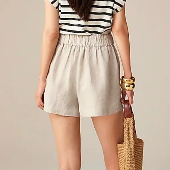 J Crew Womens Tropez 100% Linen Short XS Flax Beige Minimalist