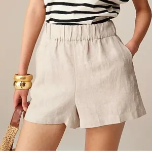 J Crew Womens Tropez 100% Linen Short XS Flax Beige Minimalist