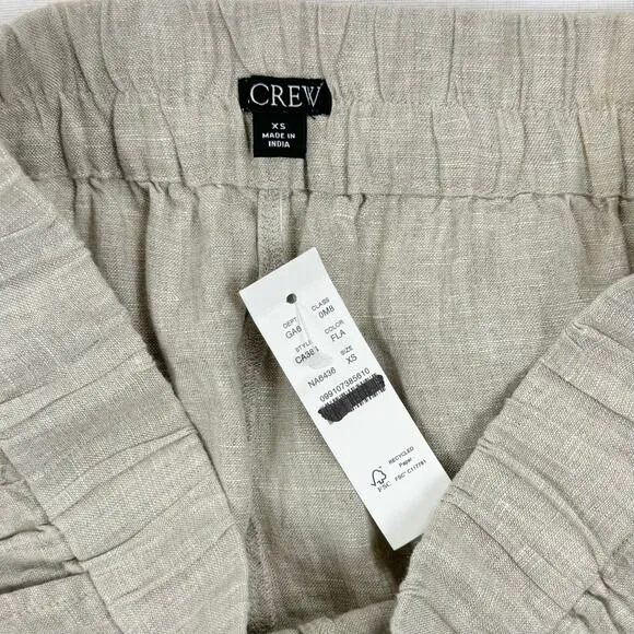 J Crew Womens Tropez 100% Linen Short XS Flax Beige Minimalist