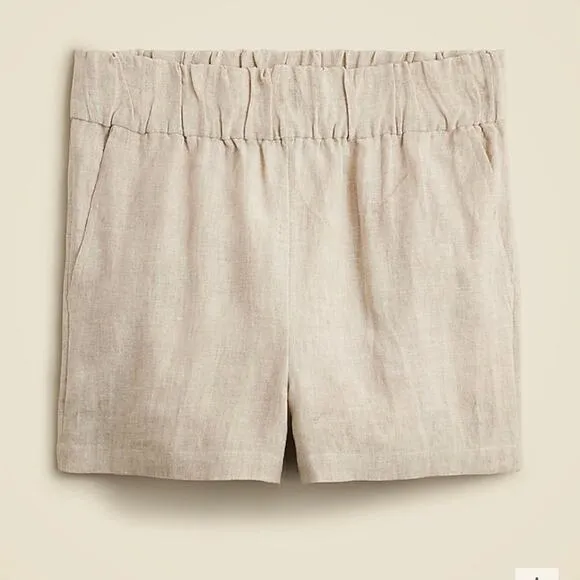 J Crew Womens Tropez 100% Linen Short XS Flax Beige Minimalist