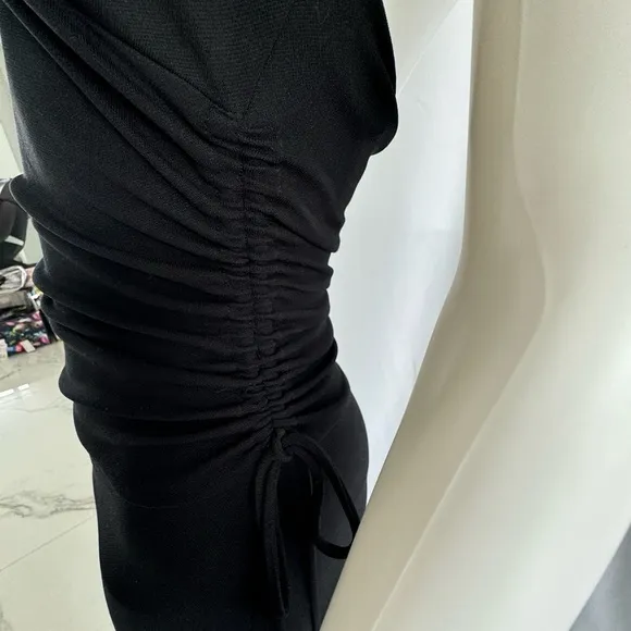 Jersey Knit Halter backless Black Pull on Maxi Dress Size Small