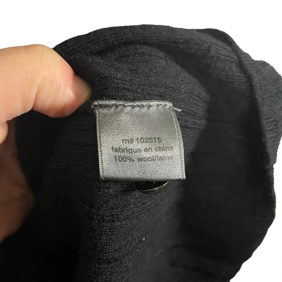 John Varvatos Women’s 100% Wool Hooded Pullover Cardigan in Black Size XL