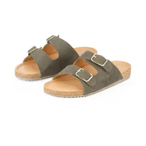 Jorain Olive Green Suede Comfort Slipons