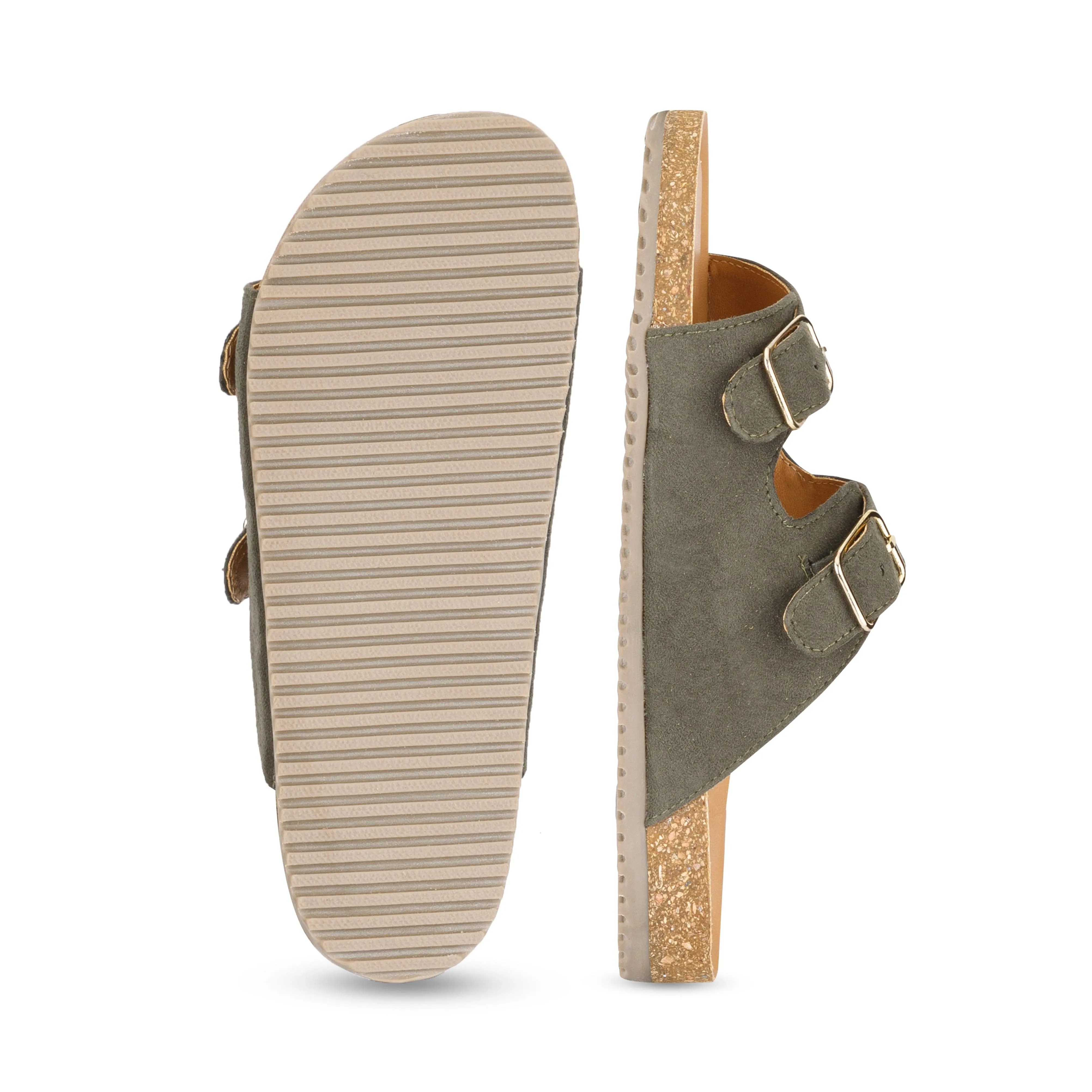 Jorain Olive Green Suede Comfort Slipons