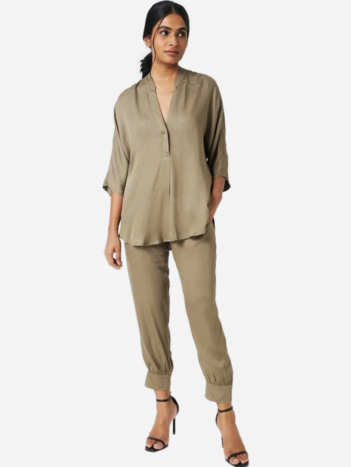 Kerala TENCEL™ Modal 3/4 Sleeve V-Neck Blouse | Multiple Colours