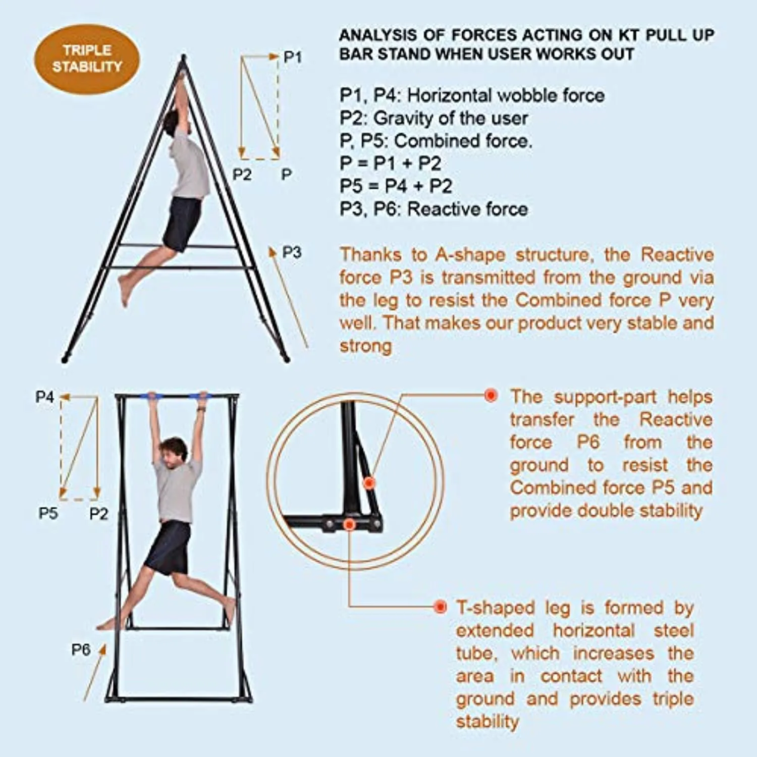 KHANH TRINH TOES DON'T TOUCH GROUND Foldable Free Standing PullUp Bar Stand Sturdy PowerTower Workout Station For Home Gym Strength Training Adjustable Fitness Equipment Multifunctional Exercise Rack