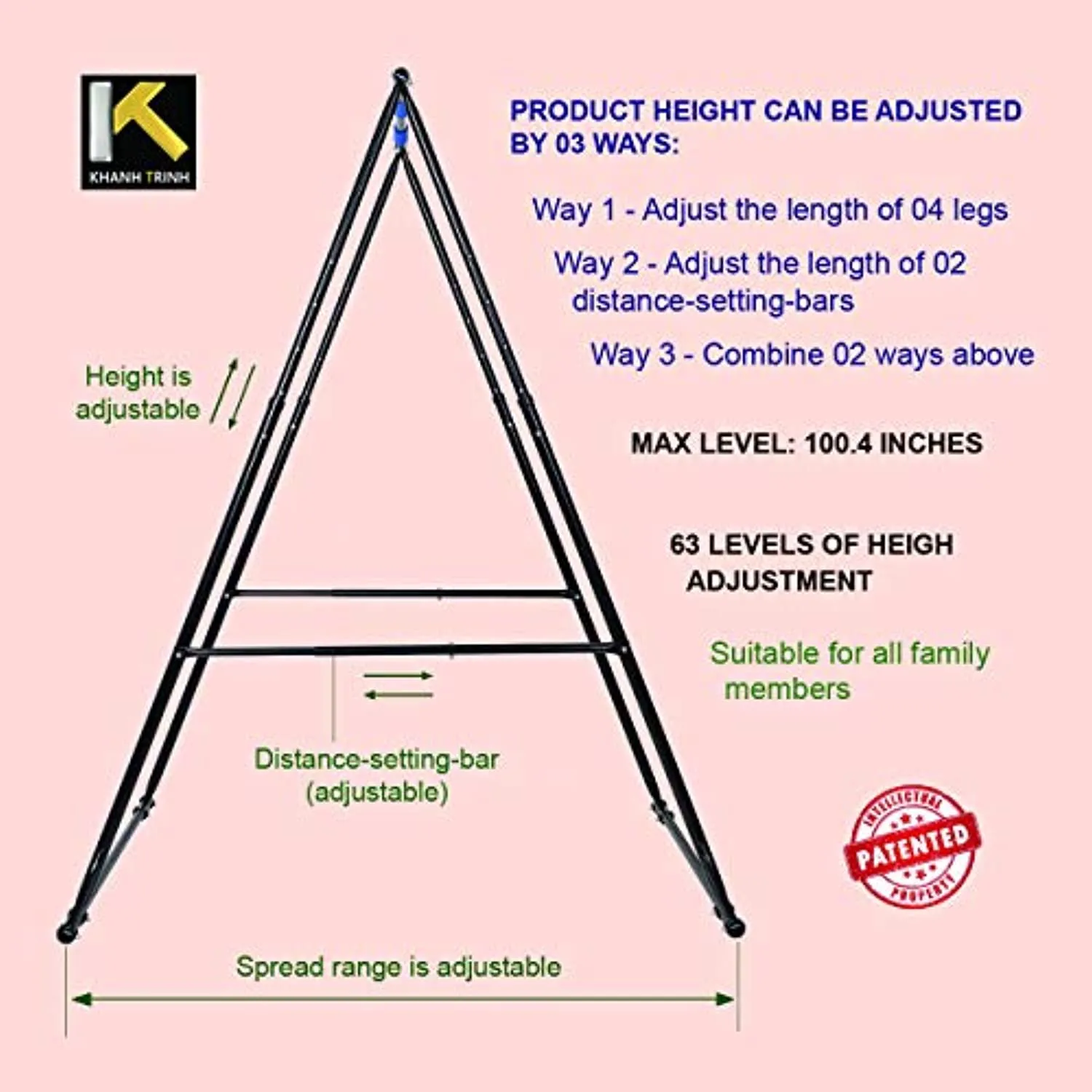 KHANH TRINH TOES DON'T TOUCH GROUND Foldable Free Standing PullUp Bar Stand Sturdy PowerTower Workout Station For Home Gym Strength Training Adjustable Fitness Equipment Multifunctional Exercise Rack