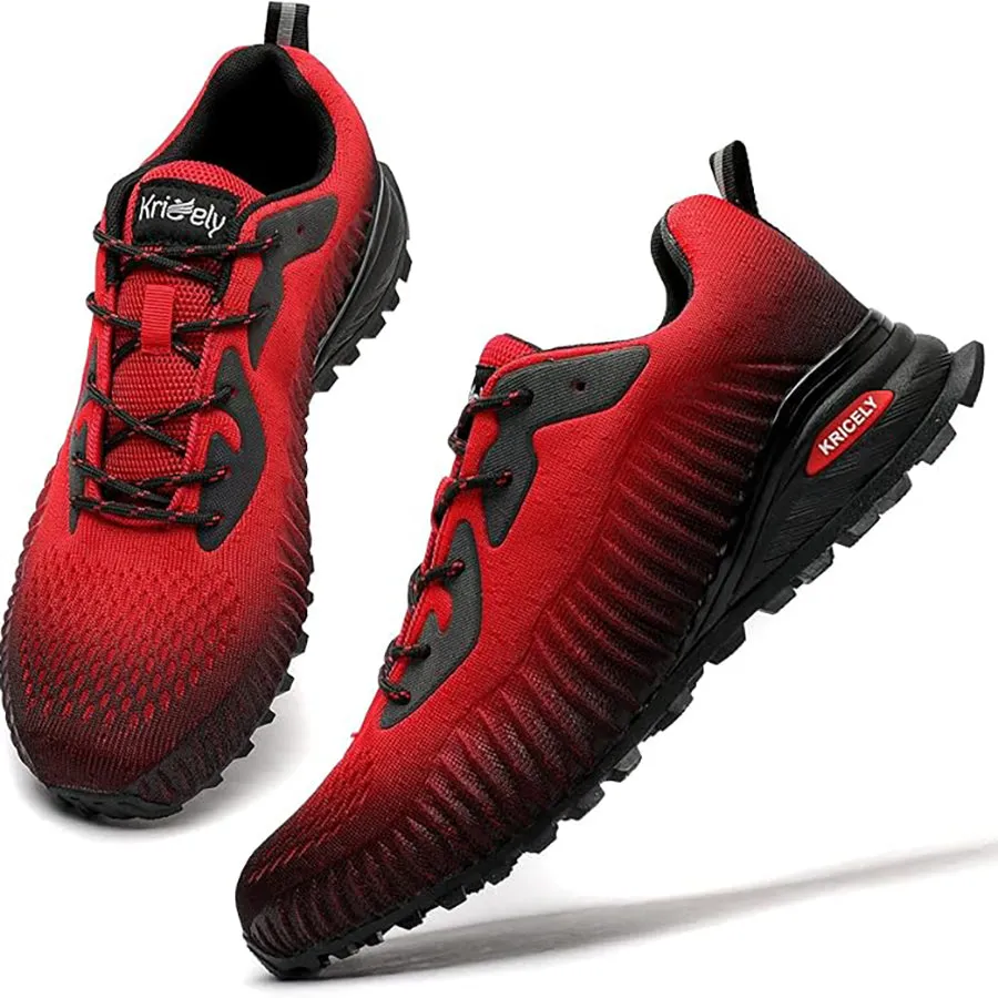 Kricely Men's Trail Running Shoes Breathable Lightweight Gym Shoes, Jogging and Outdoor Sports Hiking Sneakers  Wide Fit