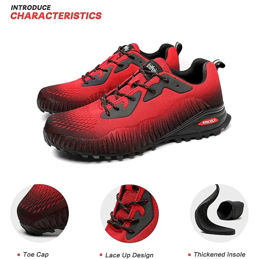 Kricely Men's Trail Running Shoes Breathable Lightweight Gym Shoes, Jogging and Outdoor Sports Hiking Sneakers  Wide Fit
