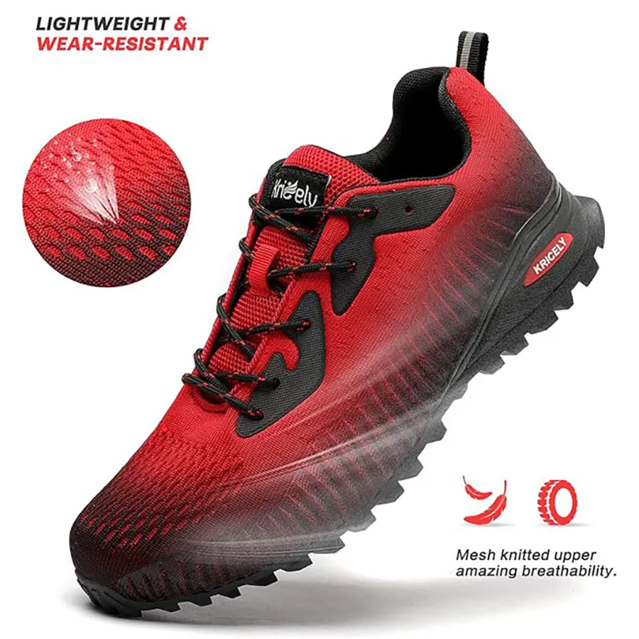 Kricely Men's Trail Running Shoes Breathable Lightweight Gym Shoes, Jogging and Outdoor Sports Hiking Sneakers  Wide Fit