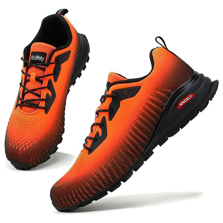 Kricely Men's Trail Running Shoes Breathable Lightweight Gym Shoes, Jogging and Outdoor Sports Hiking Sneakers  Wide Fit