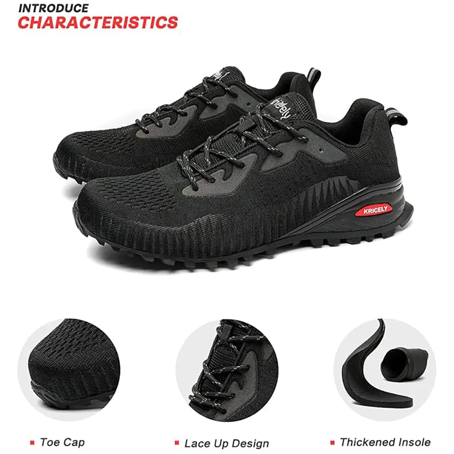 Kricely Men's Trail Running Shoes Breathable Lightweight Gym Shoes, Jogging and Outdoor Sports Hiking Sneakers  Wide Fit