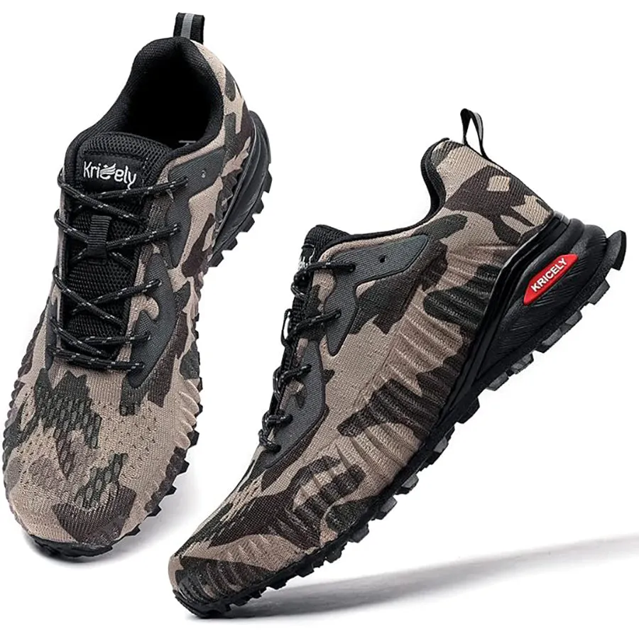 Kricely Men's Trail Running Shoes Breathable Lightweight Gym Shoes, Jogging and Outdoor Sports Hiking Sneakers  Wide Fit