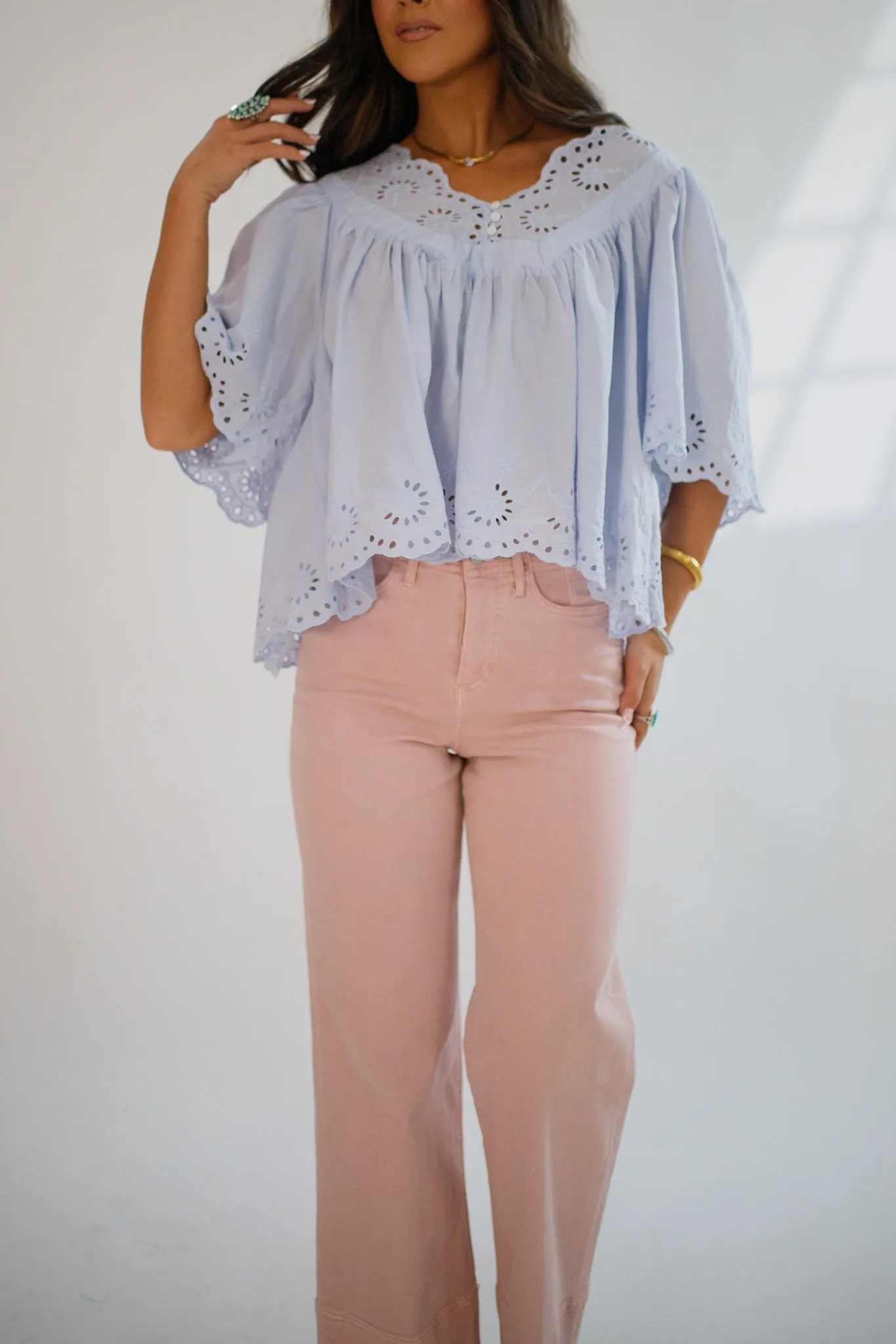 Lania Eyelet Blouse Skyway