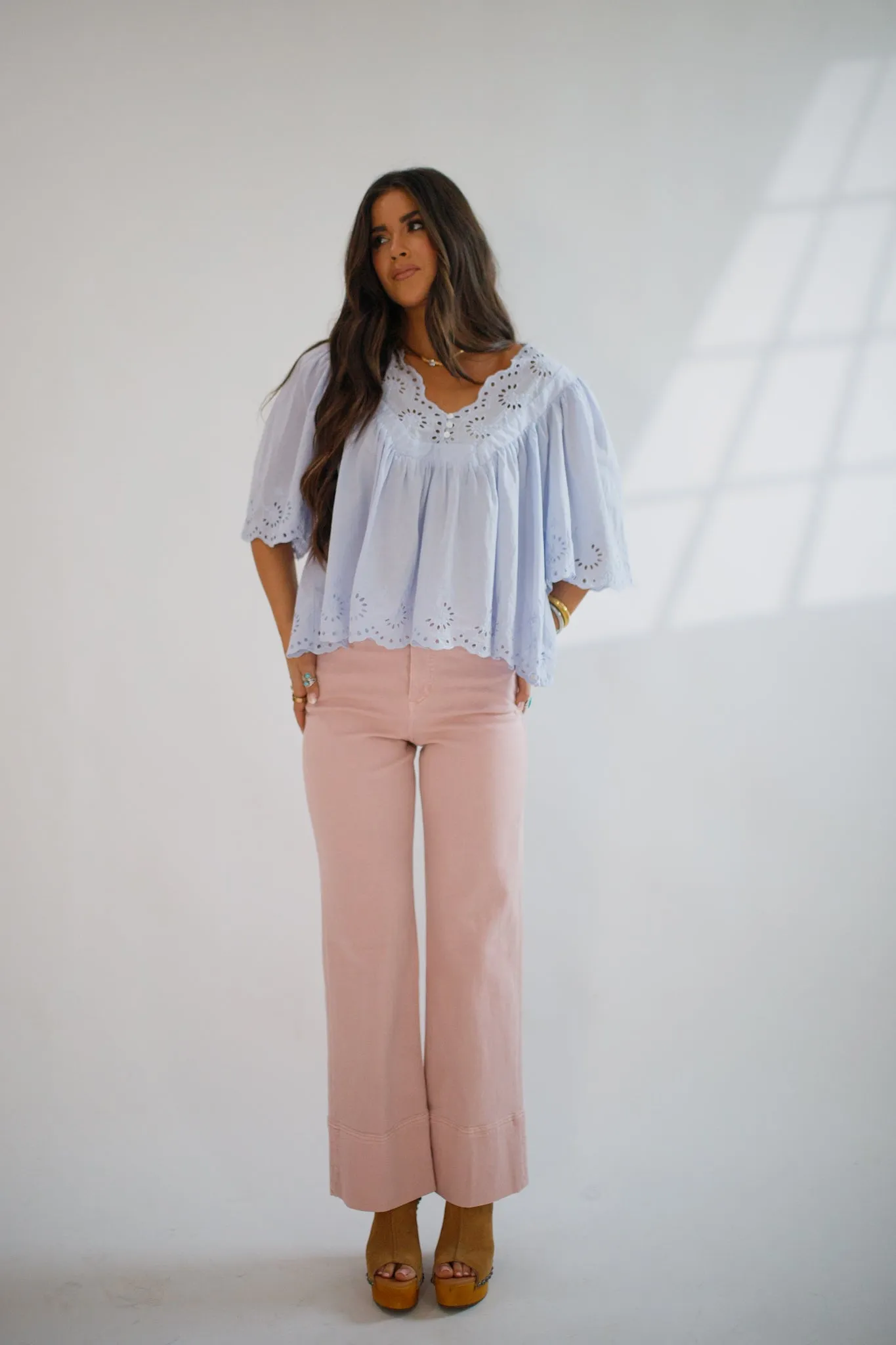 Lania Eyelet Blouse Skyway