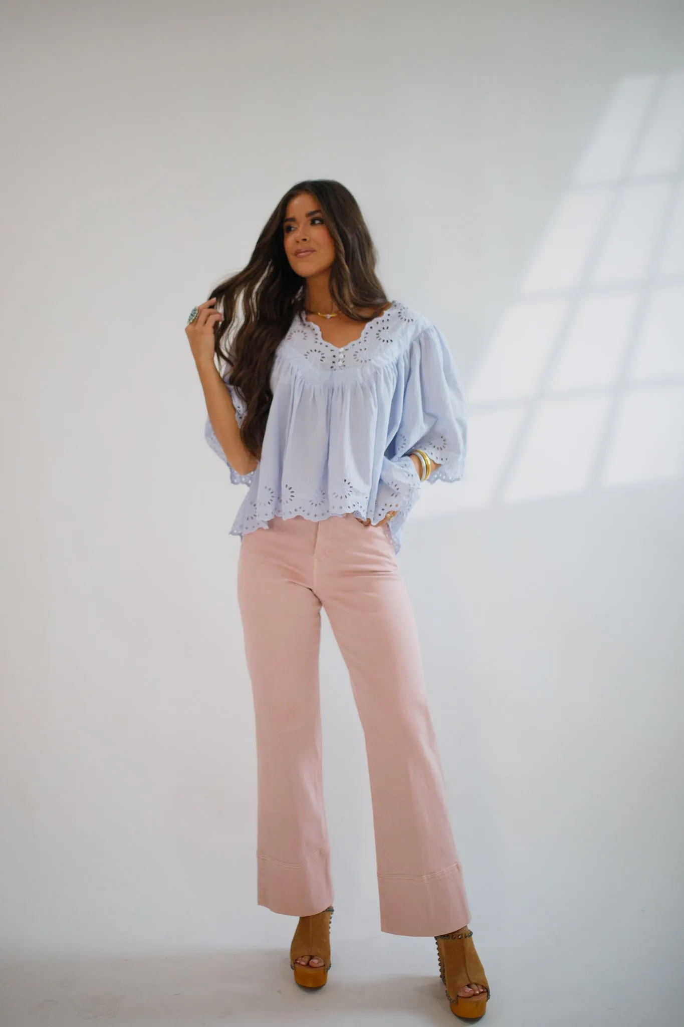 Lania Eyelet Blouse Skyway