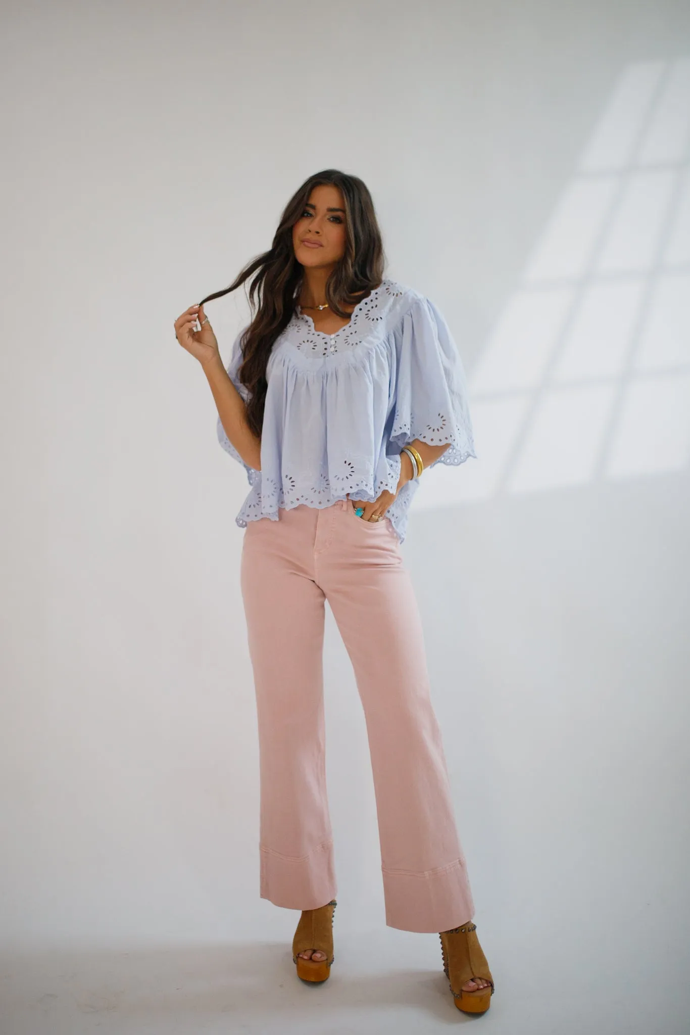 Lania Eyelet Blouse Skyway