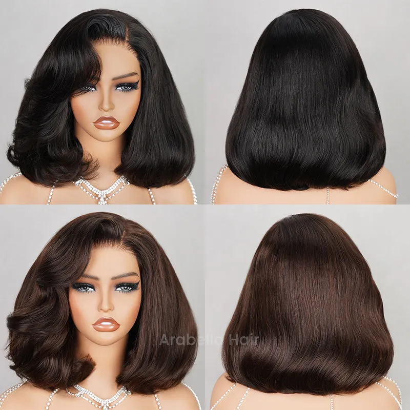 Layered Short Bob 6x5 Pre-Cut Lace Celebrity Style C Part Human Hair Wig