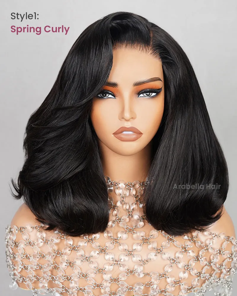 Layered Short Bob 6x5 Pre-Cut Lace Celebrity Style C Part Human Hair Wig