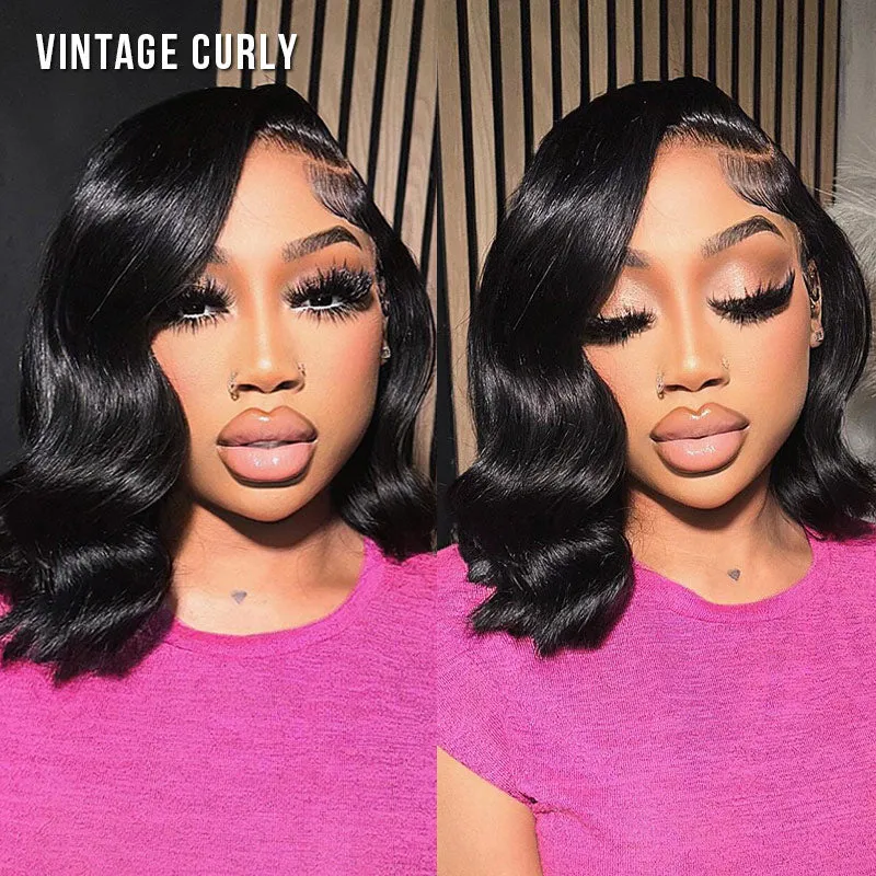 Layered Short Bob 6x5 Pre-Cut Lace Celebrity Style C Part Human Hair Wig