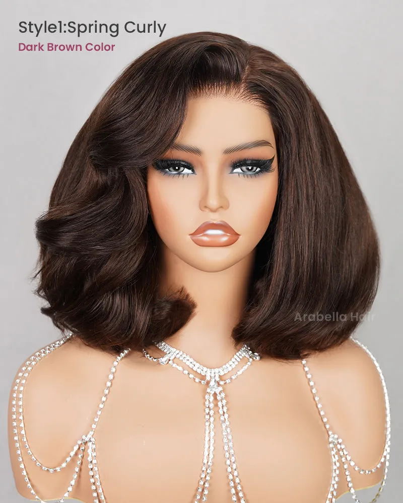 Layered Short Bob 6x5 Pre-Cut Lace Celebrity Style C Part Human Hair Wig
