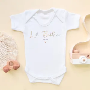 Lil Brother Minimalist Style Personalised Baby Bodysuit