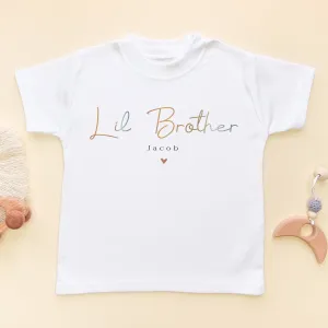 Lil Brother Minimalist Style Personalised Toddler & Kids T Shirt