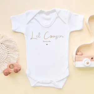 Lil Cousin Minimalist Style Personalised Baby Bodysuit