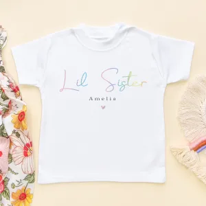 Lil Sister Minimalist Style Personalised Toddler & Kids T Shirt