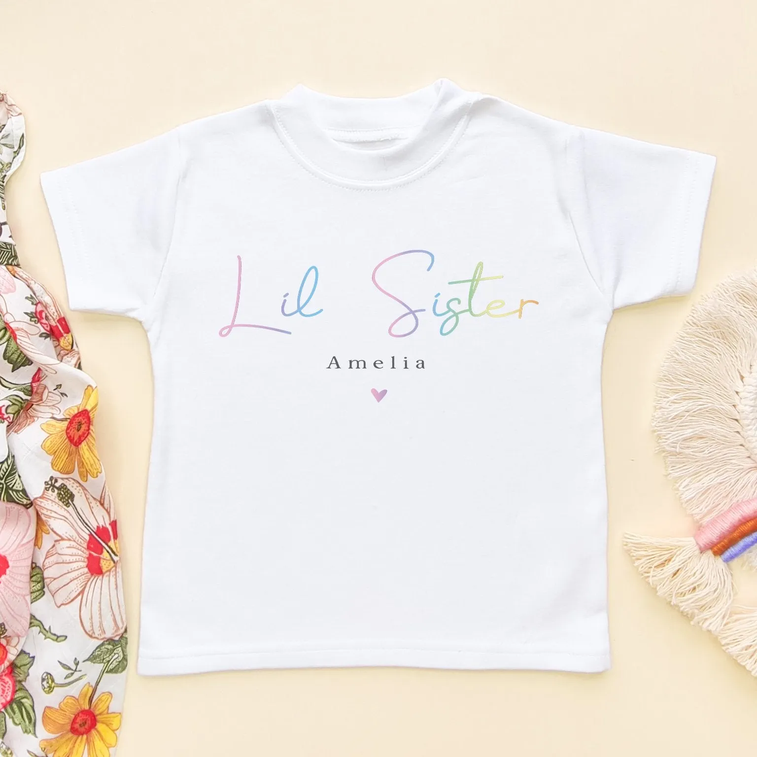 Lil Sister Minimalist Style Personalised Toddler & Kids T Shirt