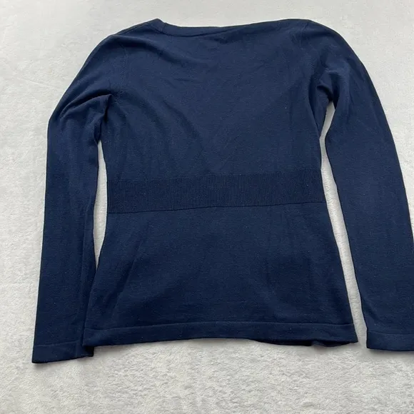 Lilly Pulitzer S Silk Cotton Navy Blue V Neck Button Cardigan Soft Sweater