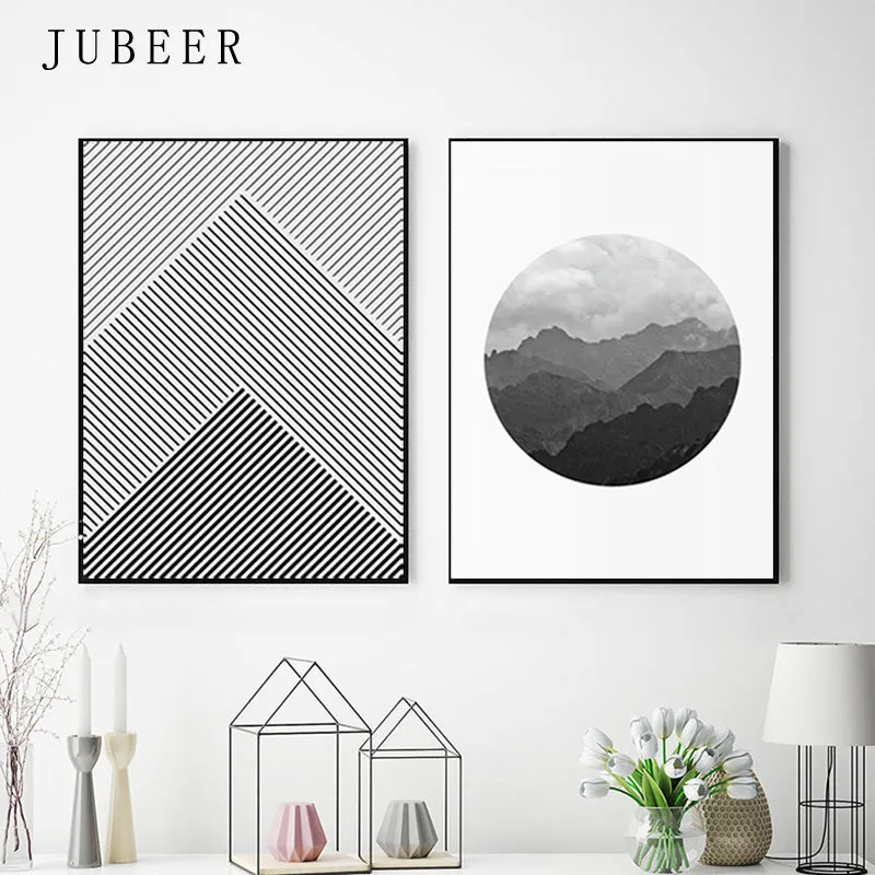 Line Poster Landscape Mountain Forest Wall Art