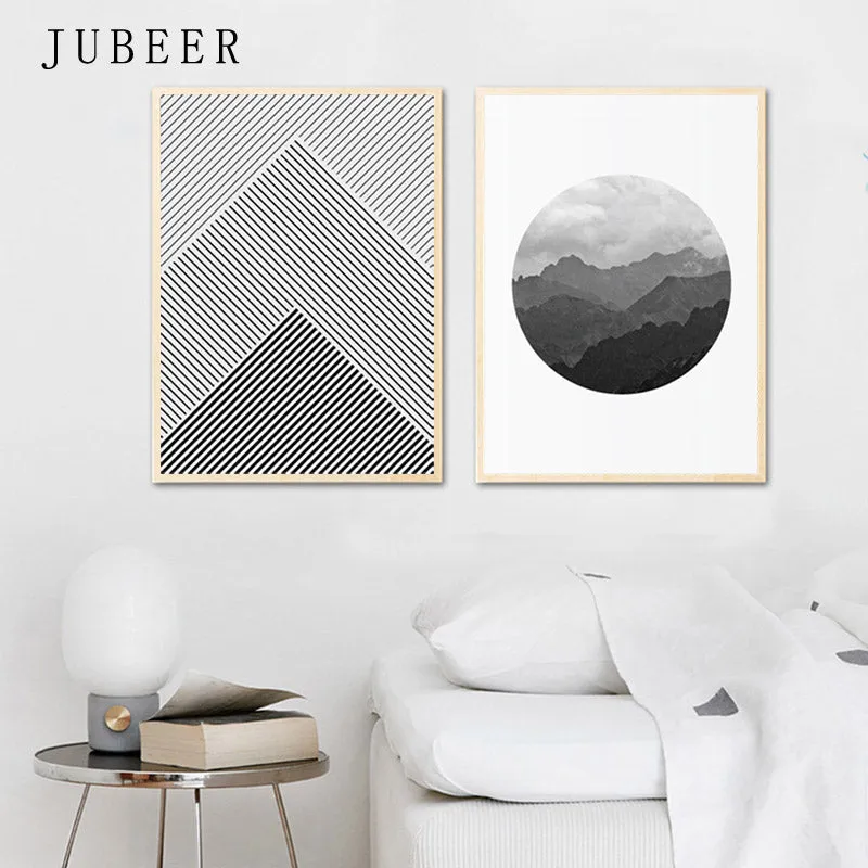 Line Poster Landscape Mountain Forest Wall Art