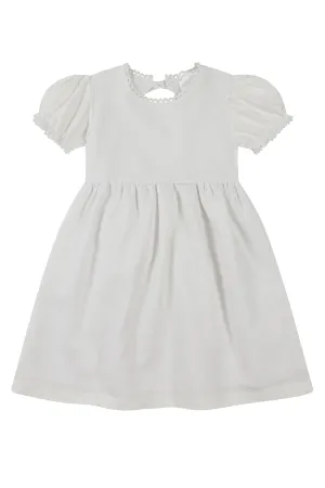 Linen Amaya lace sleeve dress/ White