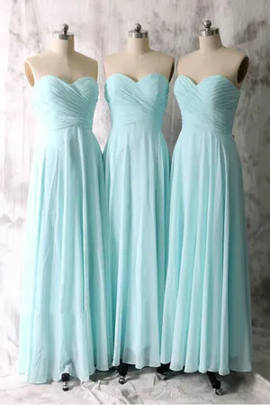 Long Blue Bridesmaid Dresses,Chiffon Bridesmaid Dress,Simple Bridesmaid Dress,SVD472