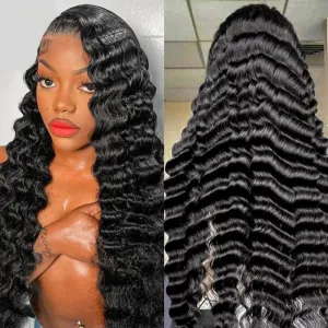 Long Wig | Loose Deep Wave 13x6 HD Lace Frontal Wig Natural Black Hair 28-40 Inch