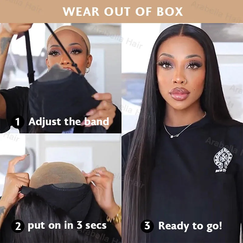 Loose Wave Natural Black Pre-Cut Glueless 6x5 Lace Closure Human Hair Wigs