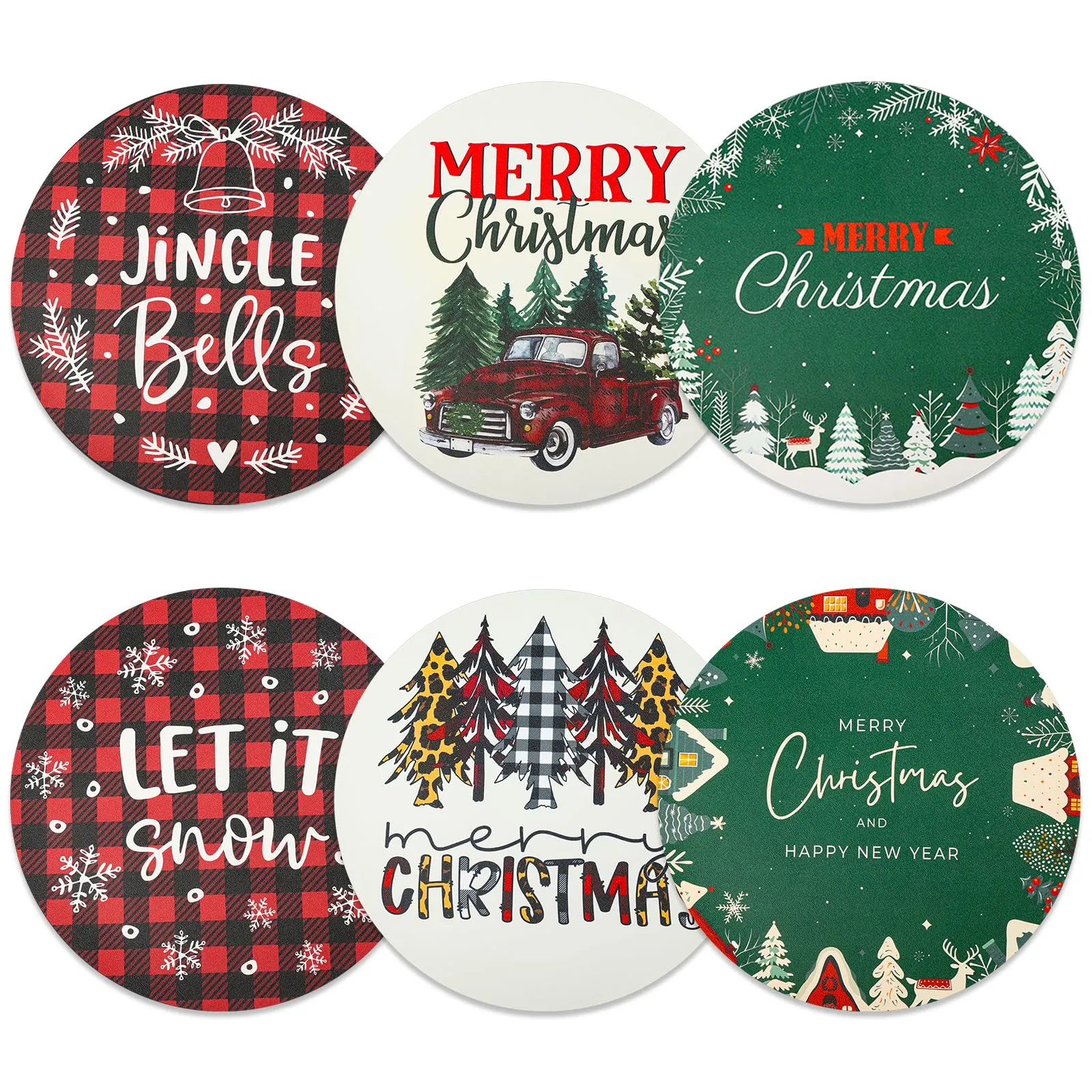 Lucomb Christmas Faux Leather Placemats Set of 6, Heat Resistant Waterproof, 13Inch