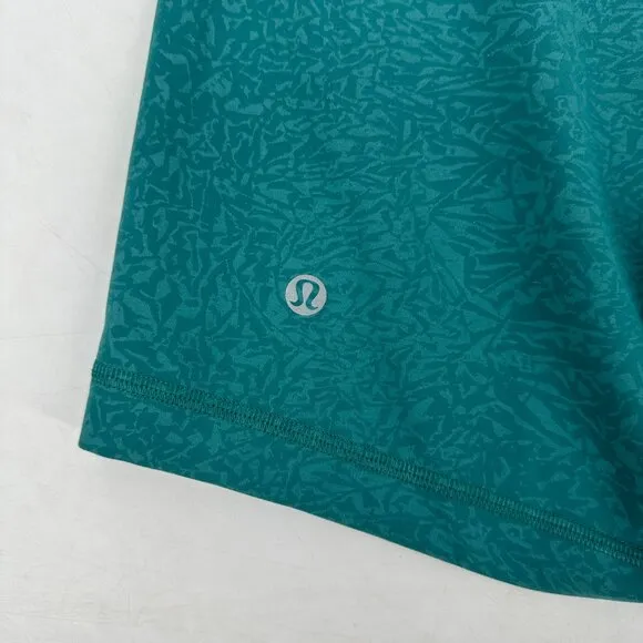 Lululemon Wunder Train HR Bike Short Teal Lagoon Logo Waistband Pocketed 12