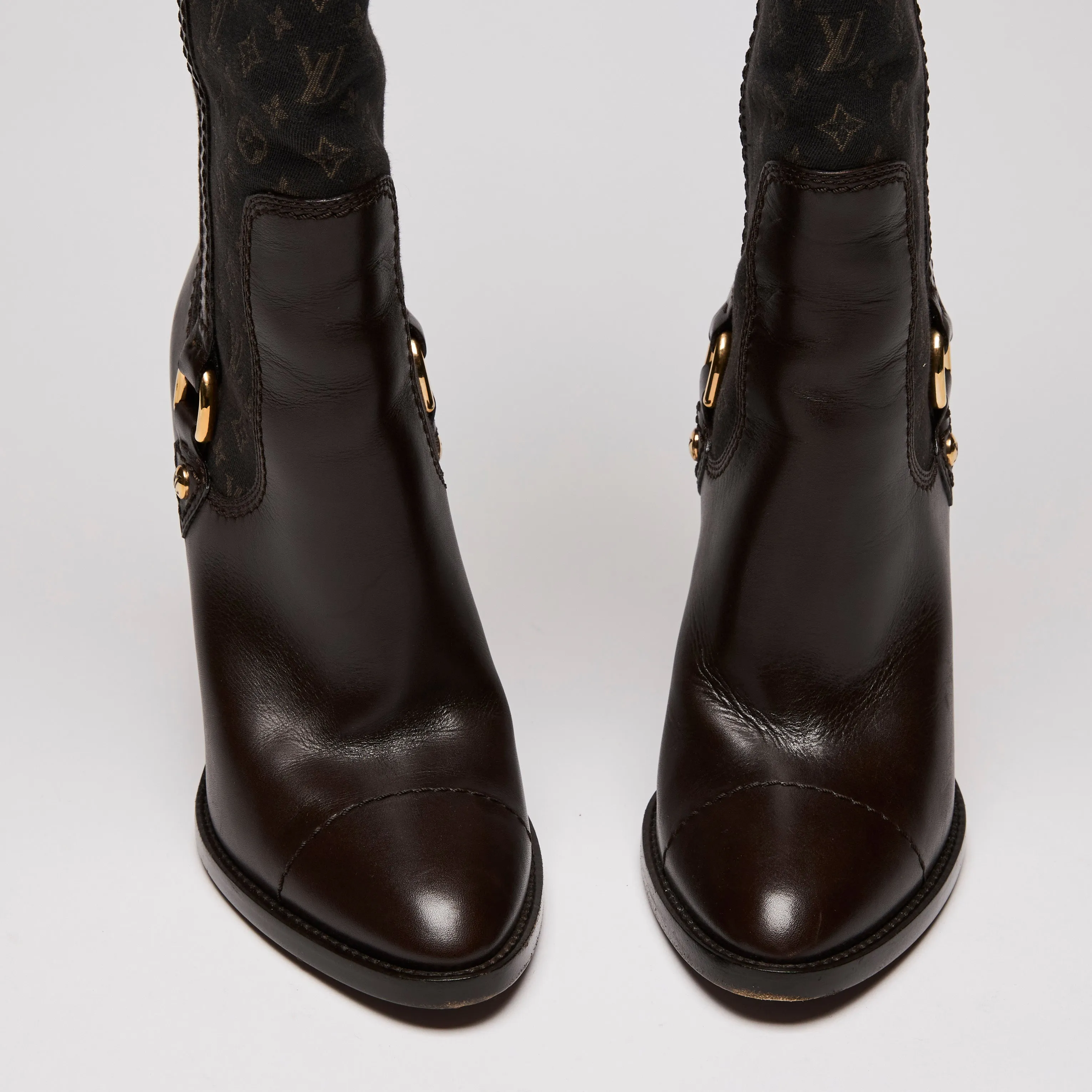 LV Brown Canvas and Leather Boots Size 37
