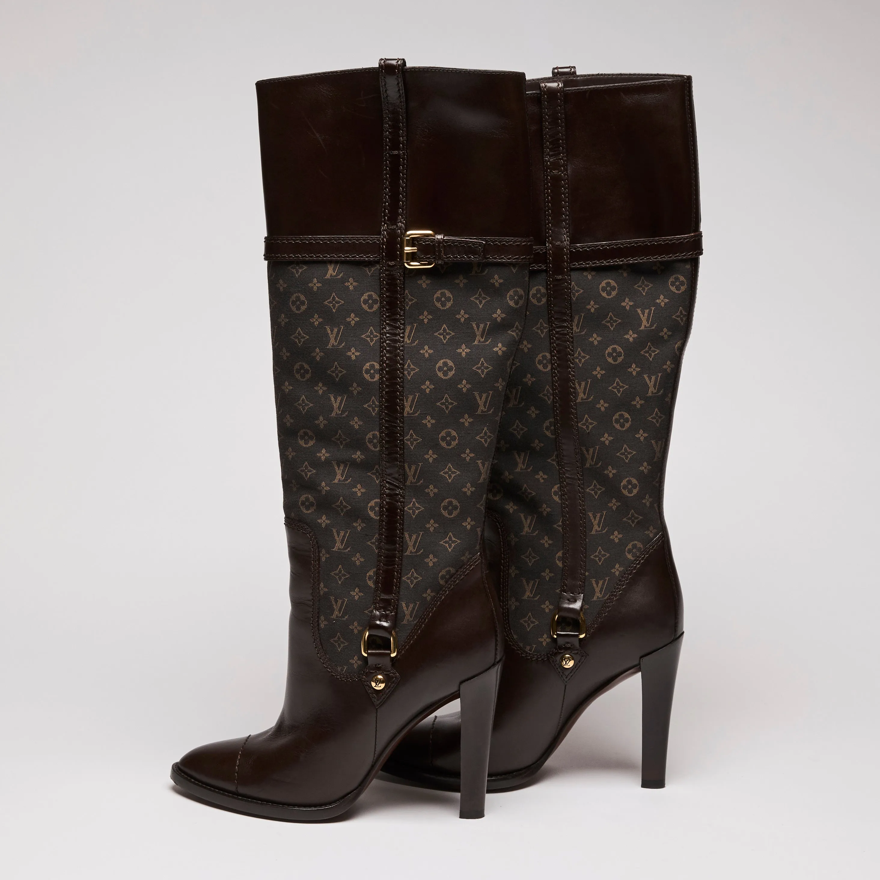 LV Brown Canvas and Leather Boots Size 37
