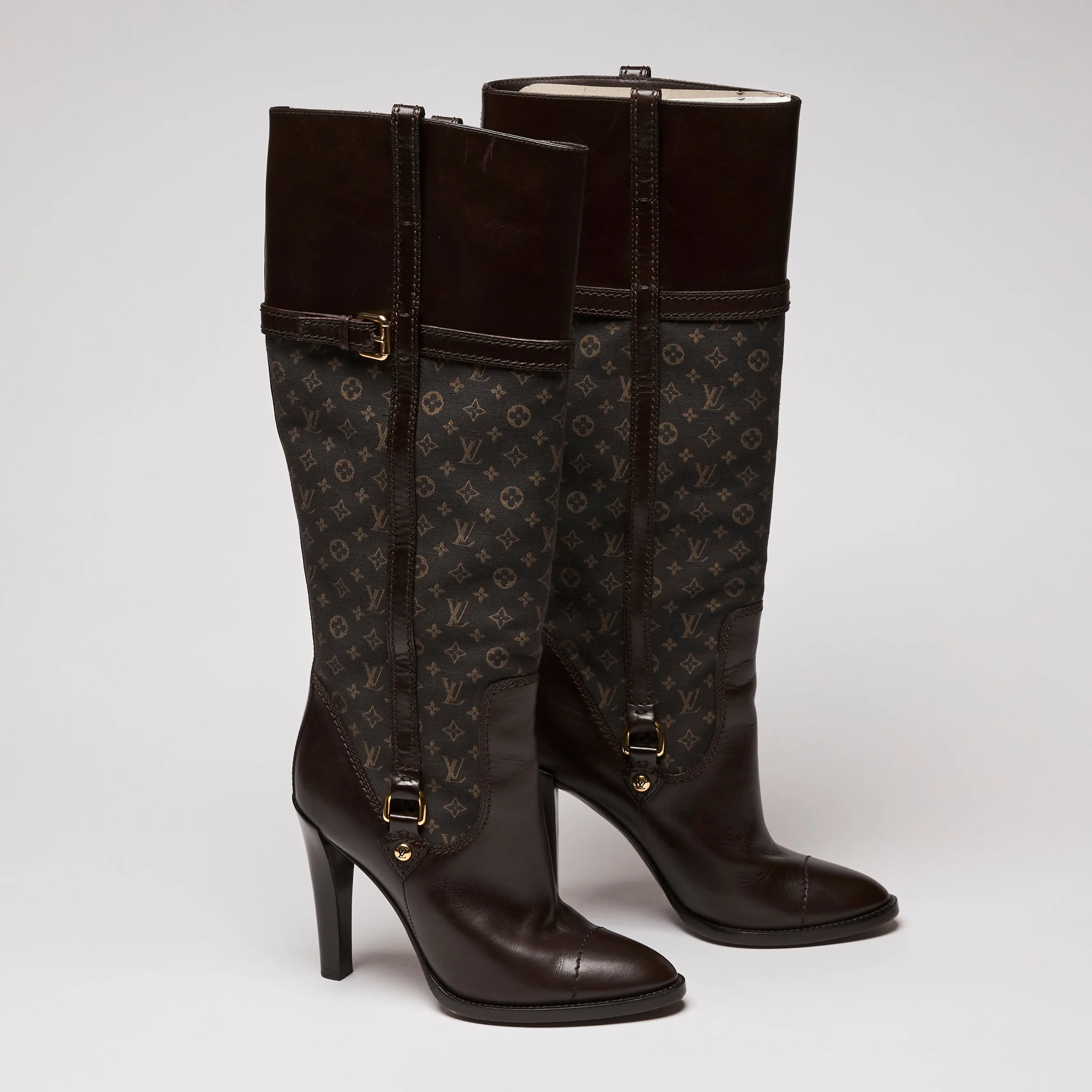 LV Brown Canvas and Leather Boots Size 37