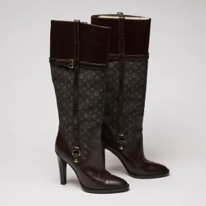 LV Brown Canvas and Leather Boots Size 37