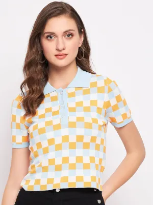 Madame Orange Shirt Collar Knit Top