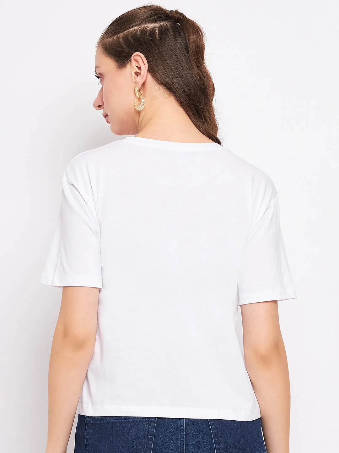 Madame Solid White Typography Top