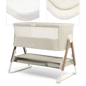 Mamas & Papas Lua Bedside Crib & Sheets - Fawn Beige